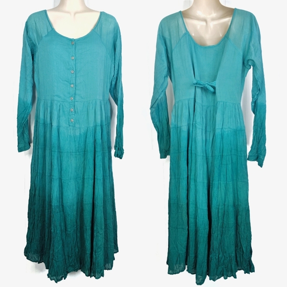 ACCENT ON YOU Hand Dyed Ombre Crinkle Maxi Dress NWT Sz S - Picture 1 of 8